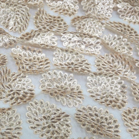 Dahlia Sequins Wholesale Fabric in Champagne Dahlia Sequins Wholesale Fabric in Champagne