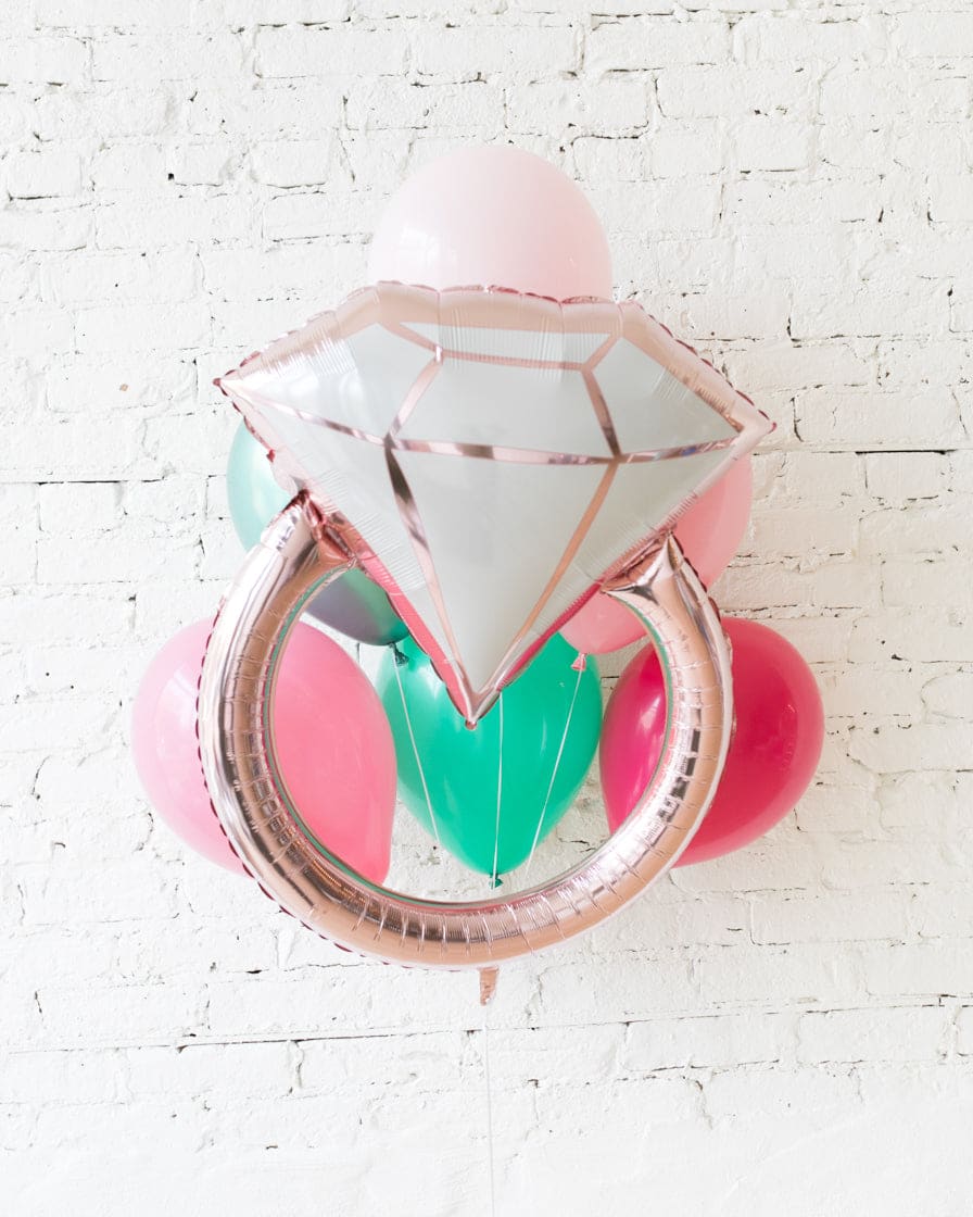 Flamingo Fling – Diamond RIng Foil and 11in Balloons – bouquet of 7 | Rental