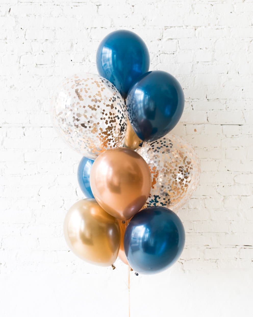 Midnight Copper – Confetti and 11in Balloons – bouquet of 10 | Rental
