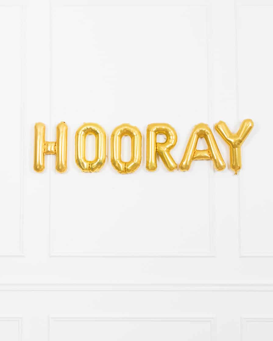 16in Gold Hooray Foil Balloon Set | Purchase