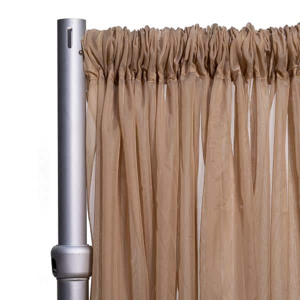 *FR* Crushed Sheer Voile Curtain Panel by Eastern Mills w/ 4″ Pockets – 10ft Wide – Caramel | Rental