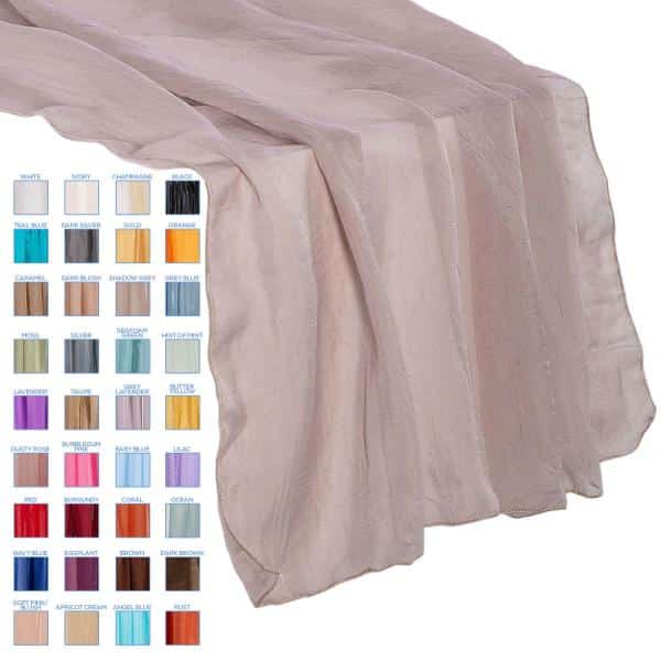 Crushed Sheer Table Runner – 27″ x 118″ – 37 Color Options! | Rental