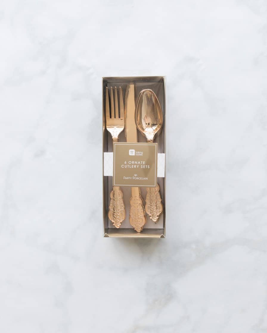 Talking Tables – Rose Gold Cutlery Set – 18 units | Rental