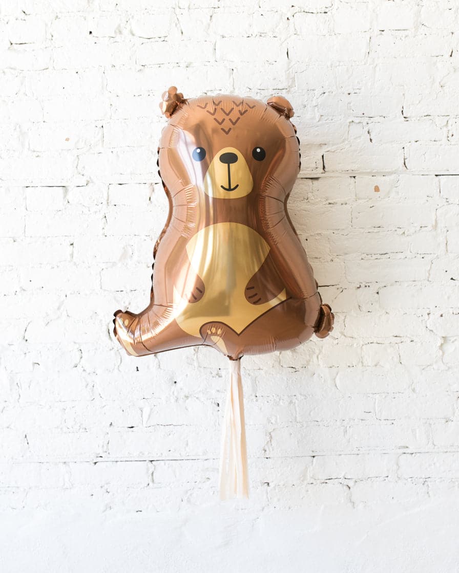 Woodland Bear Foil Balloon with Blush Skirt | Rental