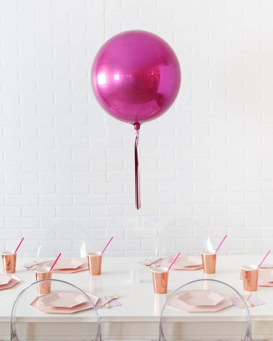 Life In Plastic – 16in Foil Balloon Centerpiece with Skirt | Rental Life In Plastic – 16in Foil Balloon Centerpiece with Skirt | Rental