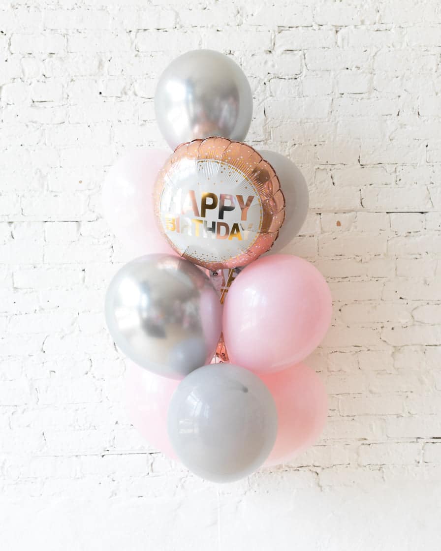 Pink Chic – Happy Birthday Foil and 11in Balloons – bouquet of 10 | Rental