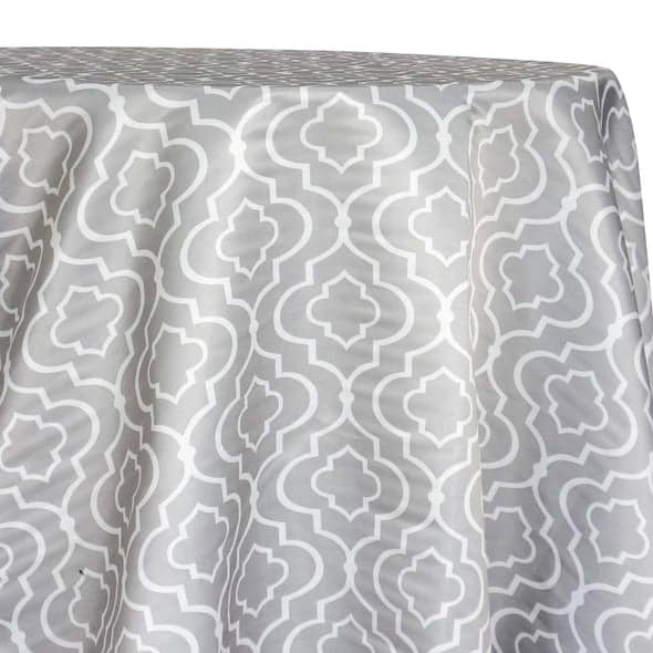 Gatsby Print (Lamour) Table Linen in Silver | Rental