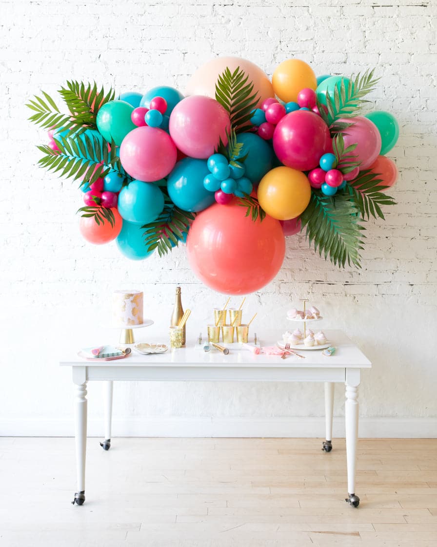 Tropical Time – Backdrop Balloon Garland Install Piece with Greenery – 6ft | Rental