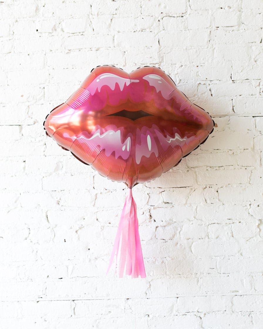 30in Red Lips Foil Balloon and Bubblegum Pink Skirt | Purchase