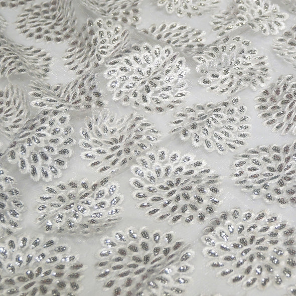 Dahlia Sequins Wholesale Fabric in White Dahlia Sequins Wholesale Fabric in White