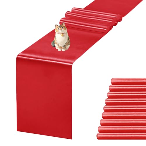 JEVIX 10 Pack Satin Table Runner 12 X 108 Inch Silk Table Runner for Party,Wedding, Birthday, Banquets,Decoration(Red) | Rental JEVIX 10 Pack Satin Table Runner 12 X 108 Inch Silk Table Runner for Party,Wedding, Birthday, Banquets,Decoration(Red) | Rental
