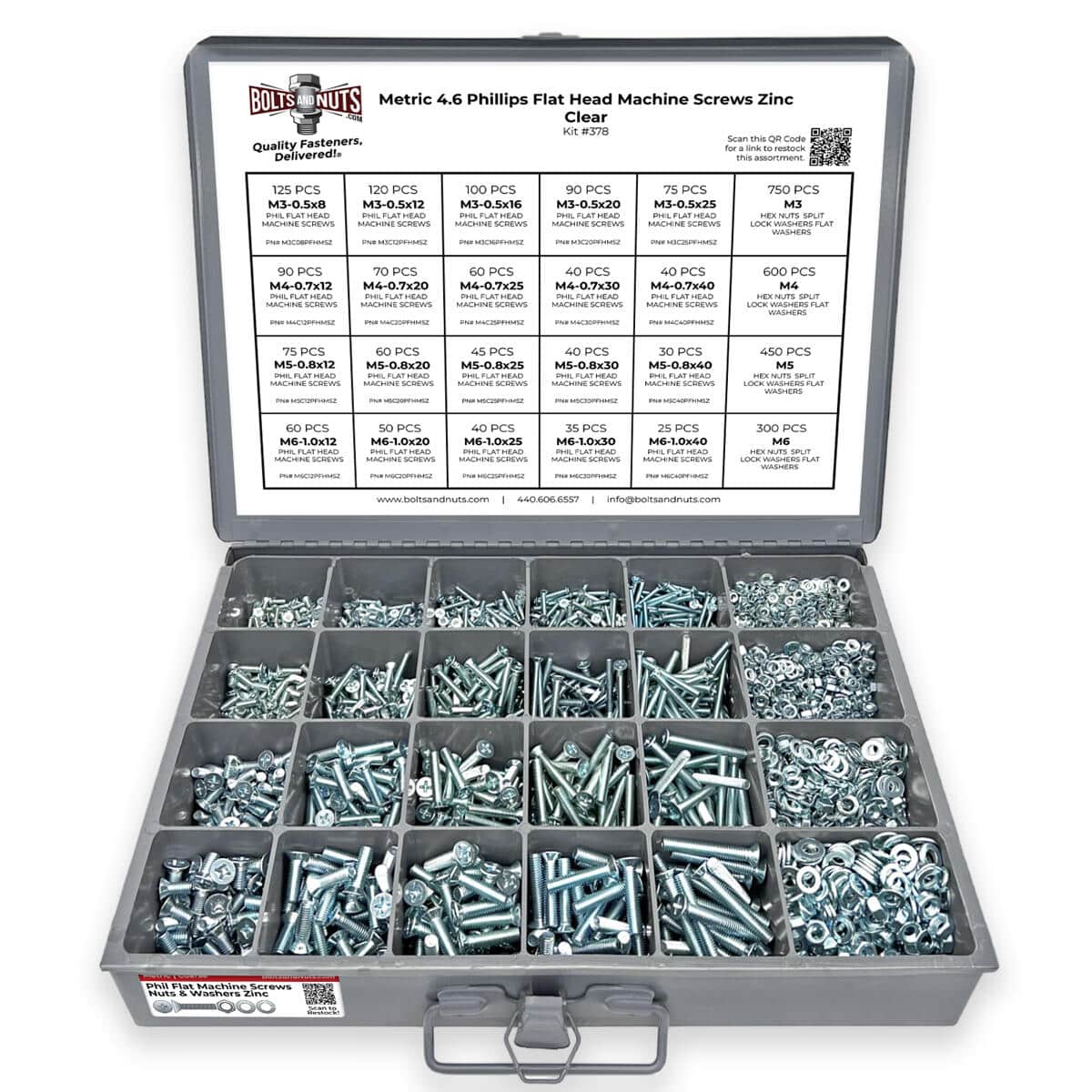 Metric Flat Machine Screws Zinc Clear Assortment – 3371 PCS | Rental