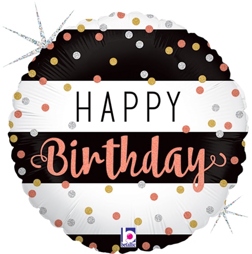 18″ Birthday Rose Gold Holographic Metallic Balloon | Purchase | Rental