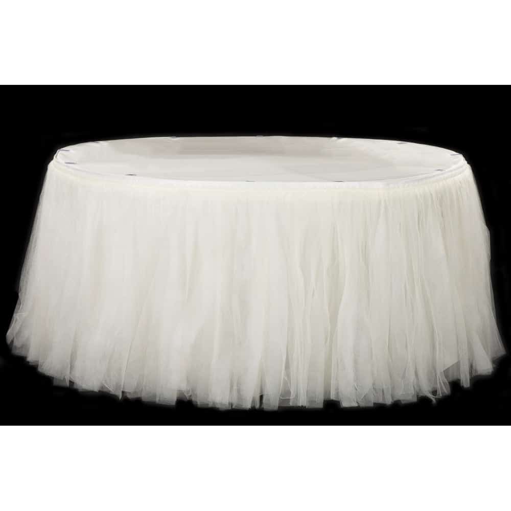 Tulle Tutu 21ft Table Skirt – Ivory | Rental