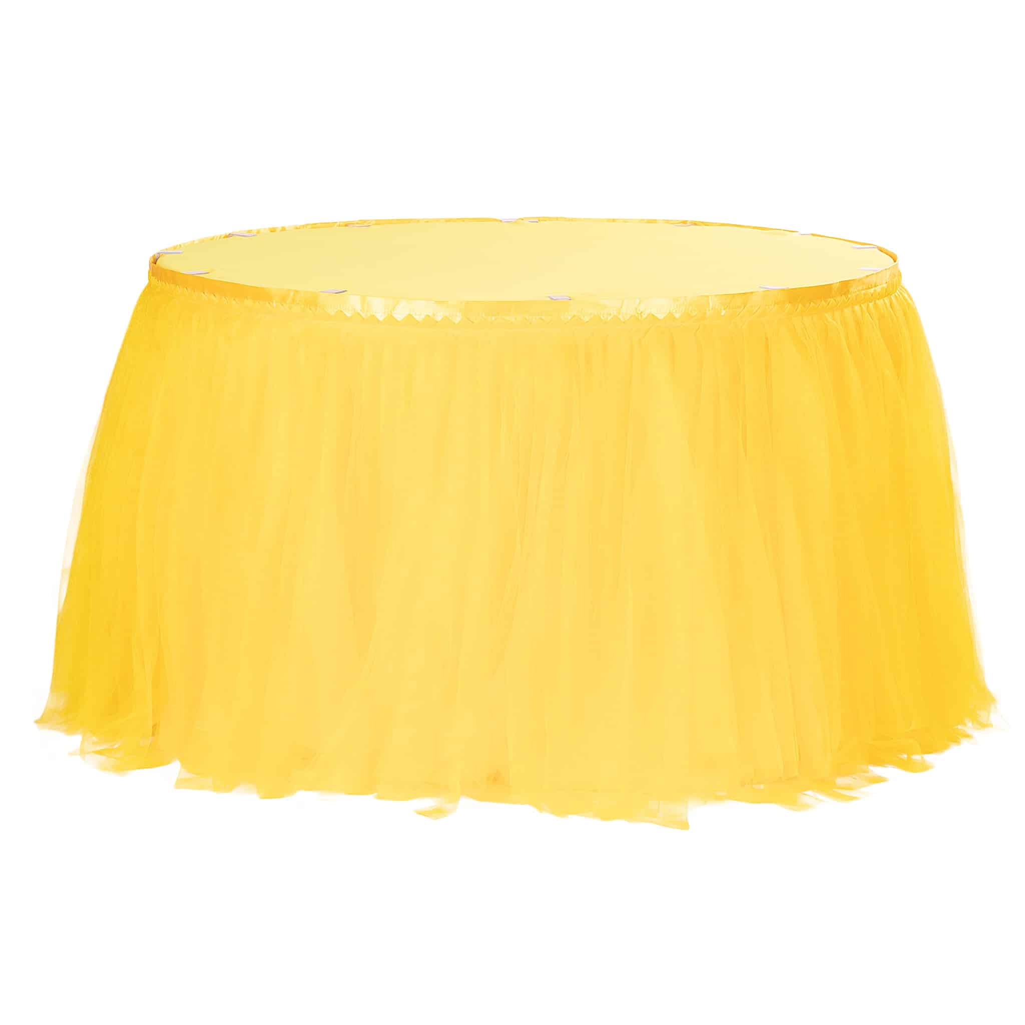Tulle Tutu 14ft Table Skirt – Canary Yellow | Rental