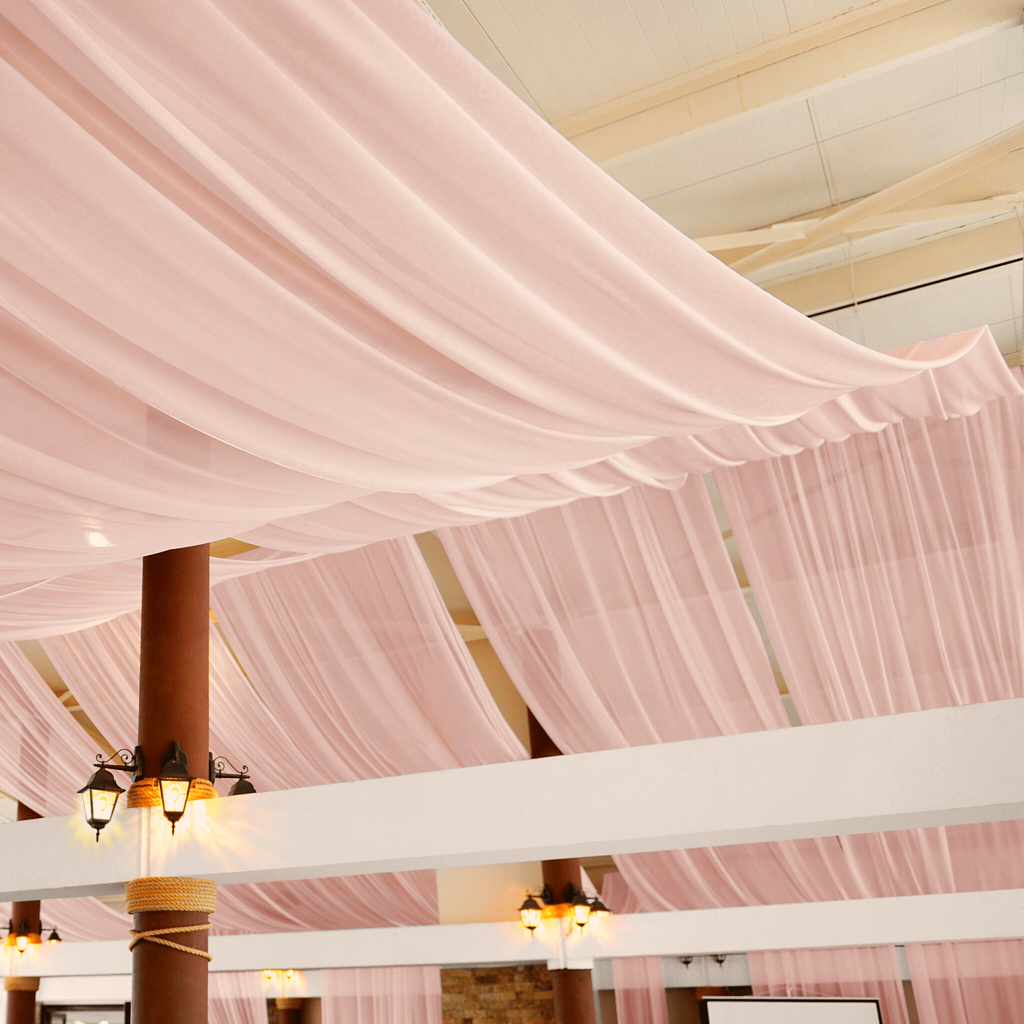 40ft Ceiling/Curtain Draping Sheer Voile Flame Retardant (FR) – Blush | Rental 40ft Ceiling/Curtain Draping Sheer Voile Flame Retardant (FR) – Blush | Rental