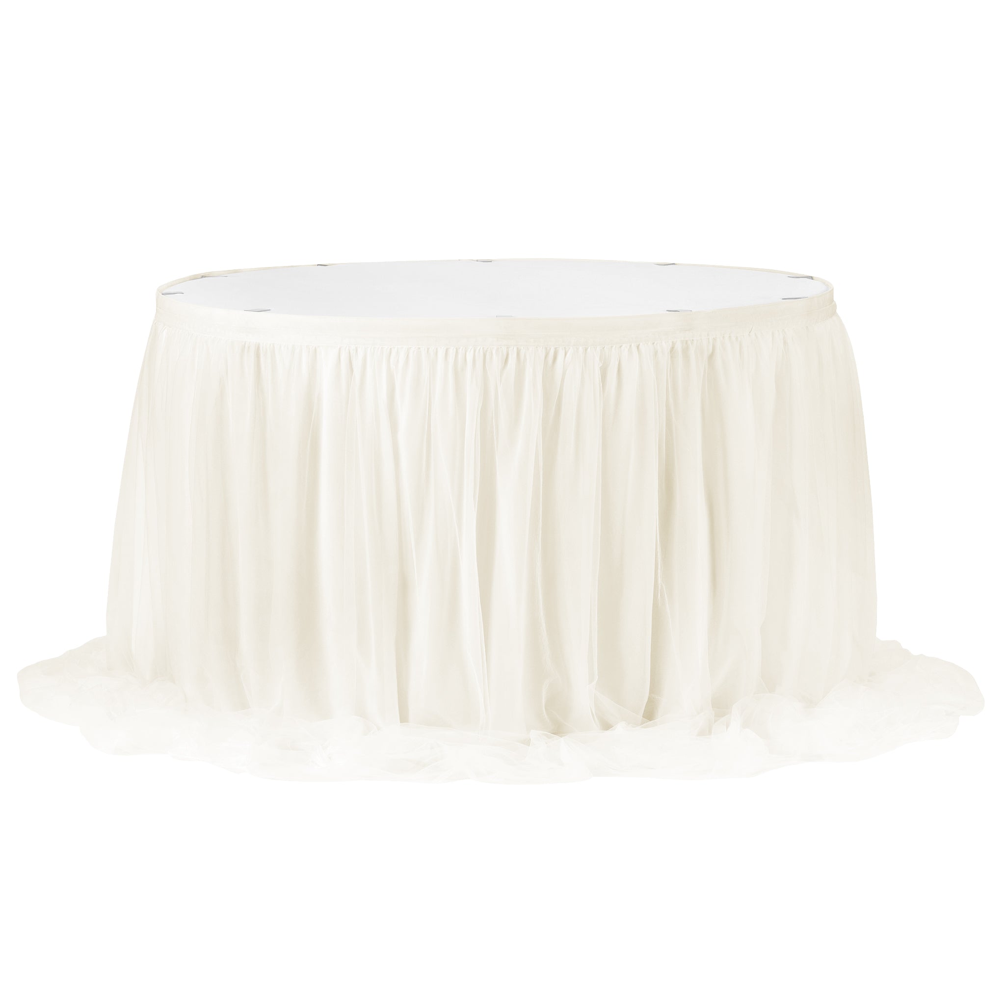 Chiffon Tulle Table Skirt Extra Long 17ft – Ivory | Rental