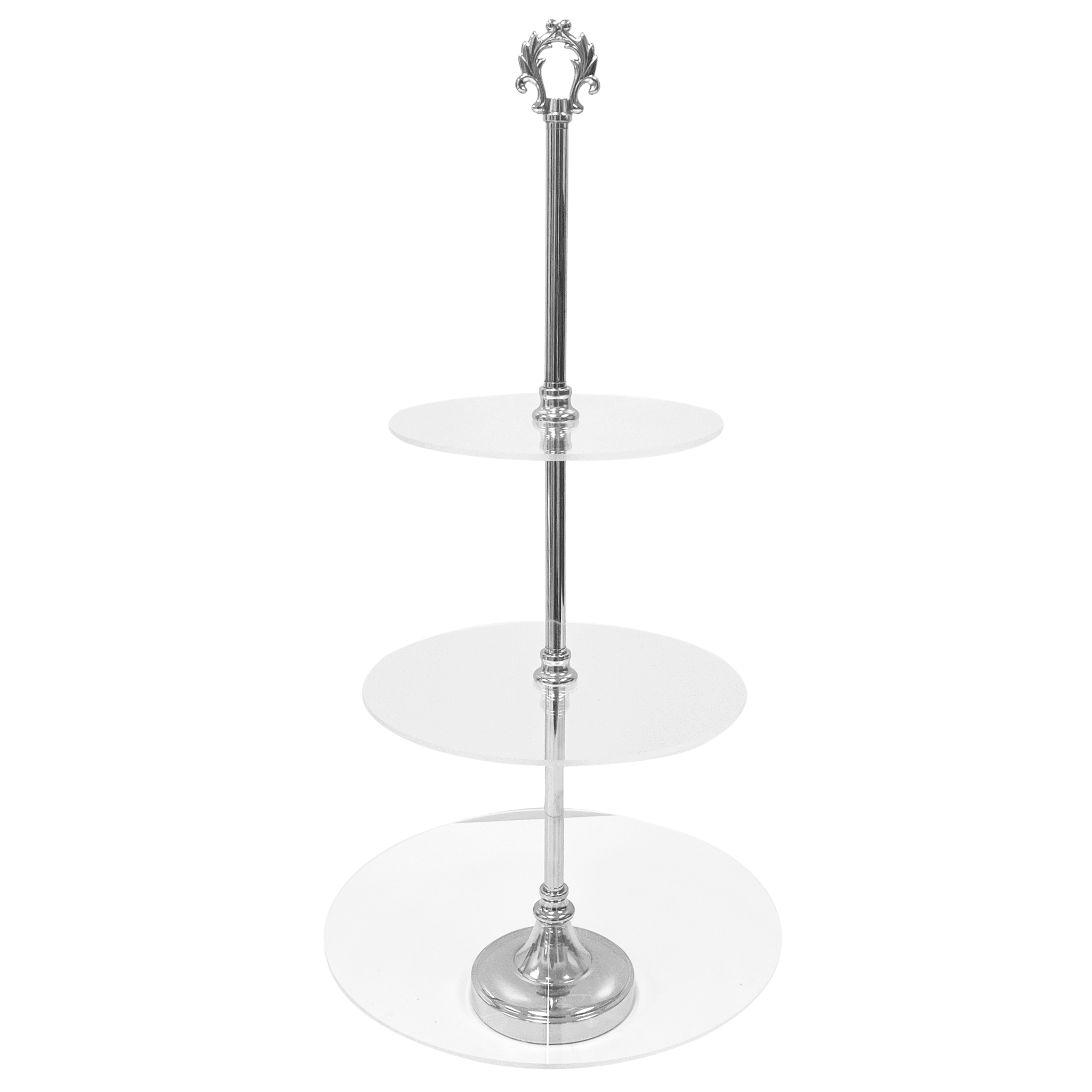 3 Tier Classic  Round Acrylic Cupcake Dessert Stand – Silver | Rental