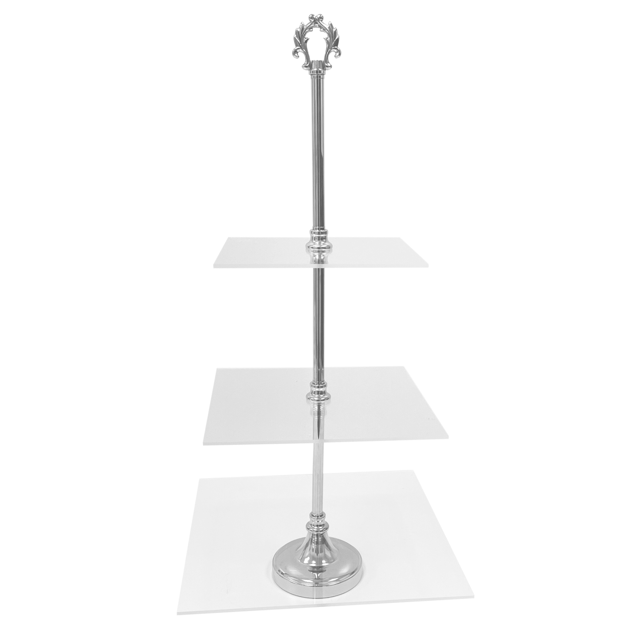 3 Tier Classic  Square Acrylic Cupcake Dessert Stand – Silver | Rental