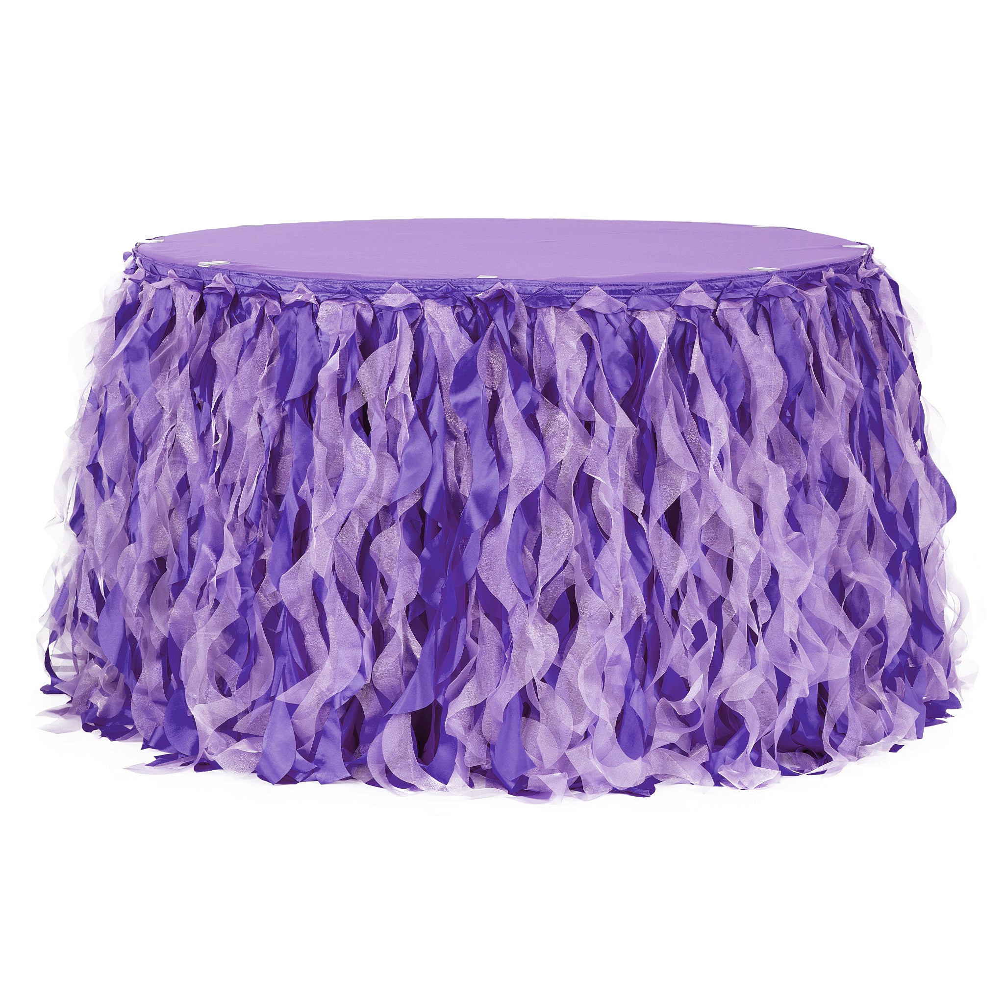 Curly Willow 21ft Table Skirt – Purple | Rental