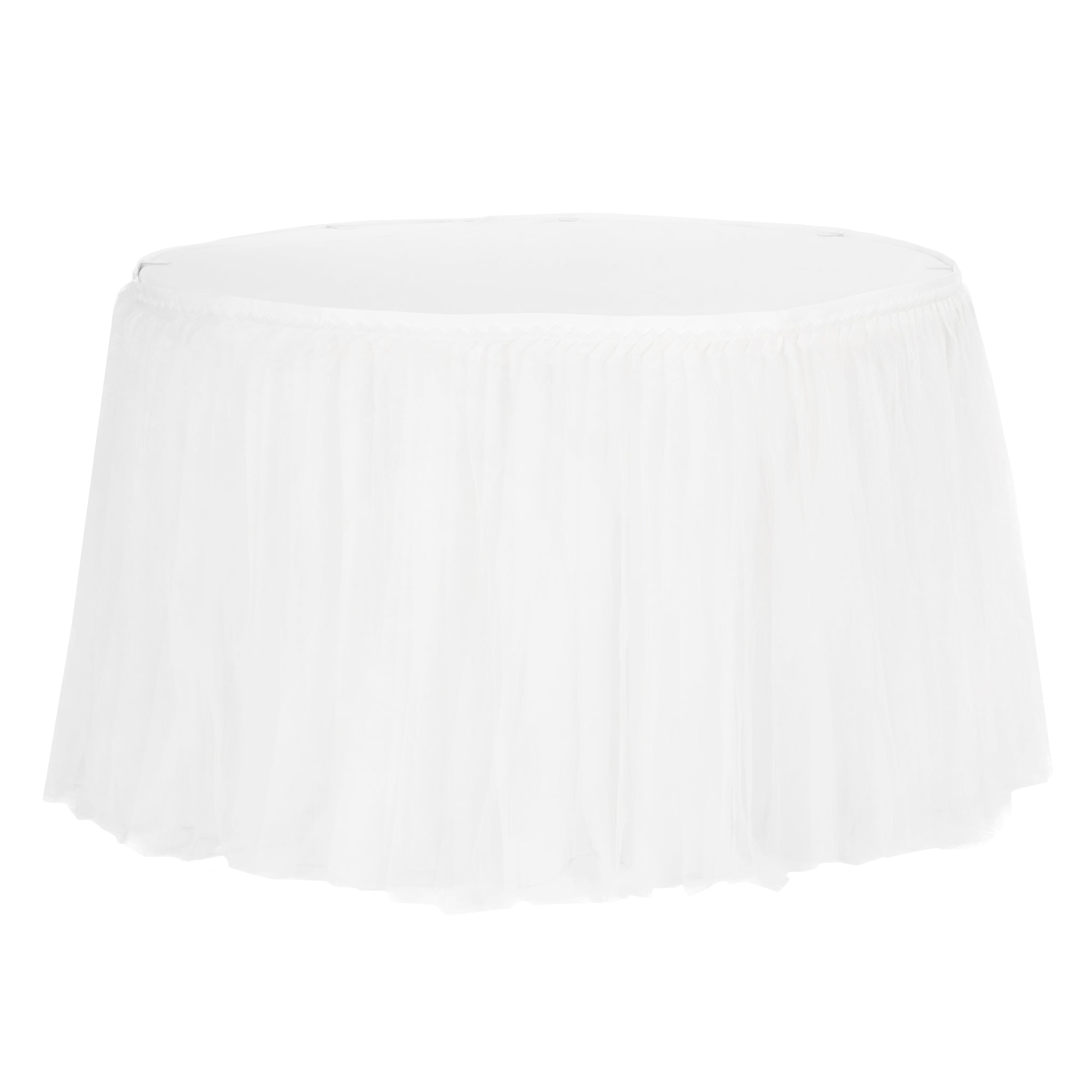 Tulle Tutu 17ft Table Skirt – White | Rental