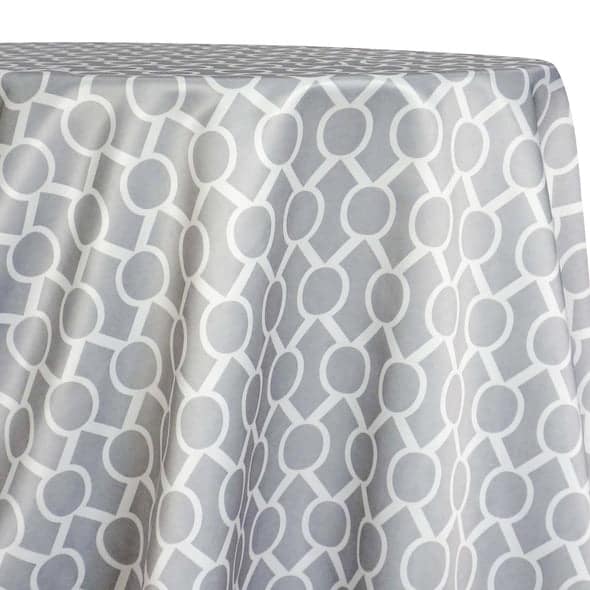 Halo Print (Lamour) Table Linen in Silver | Rental