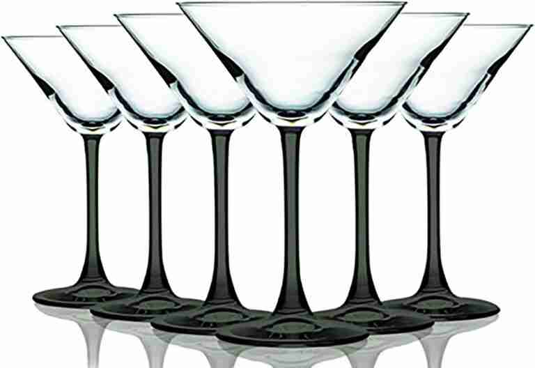 Martini Glass –  Smoke Gray Accent Stem 10 oz Martini/Cocktail Wine Glasses – Set of 6 by TableTop King – Additional Vibrant Colors Available | Rental