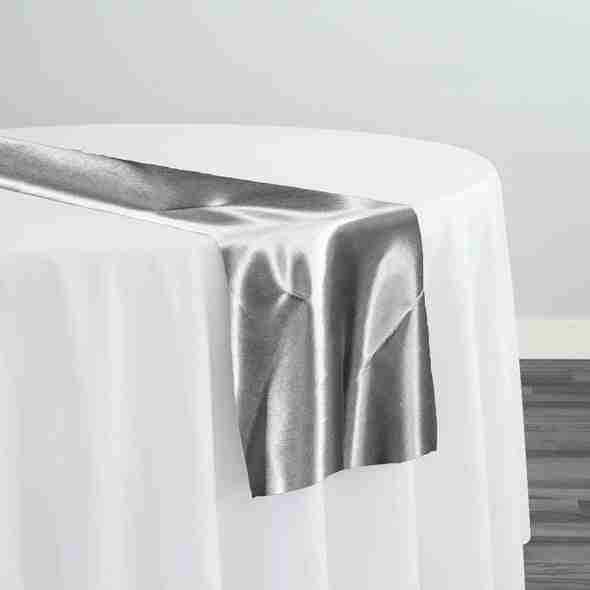 Bridal Satin Table Runner in Silver 606 | Rental