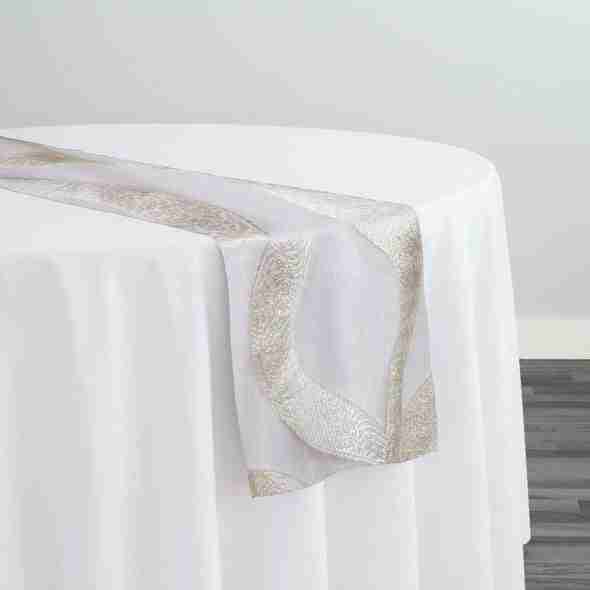 Tabriz Organza Table Runner in Ivory | Rental