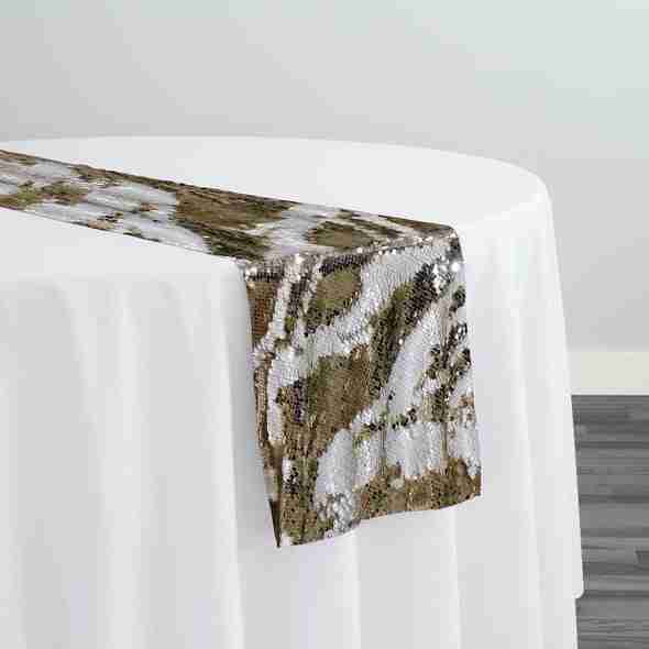 Two-Tone Sequins Table Runner in Champagne and Matte | Rental
