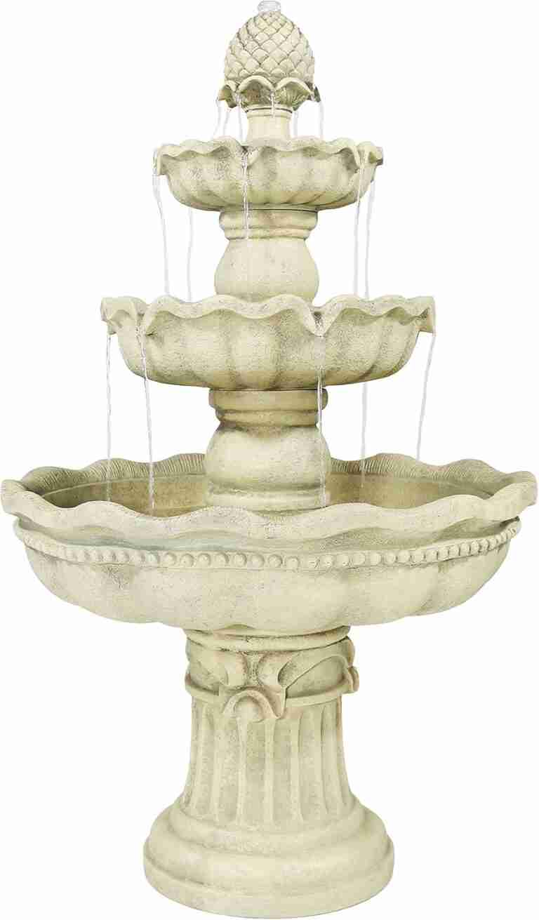 Sunnydaze 51-Inch Electric Water Fountain – Outdoor Water Feature – 3-Tier Outdoor Fountain with Pineapple Top – White : Patio, Lawn & Garden | Rental Sunnydaze 51-Inch Electric Water Fountain – Outdoor Water Feature – 3-Tier Outdoor Fountain with Pineapple Top – White : Patio, Lawn & Garden | Rental