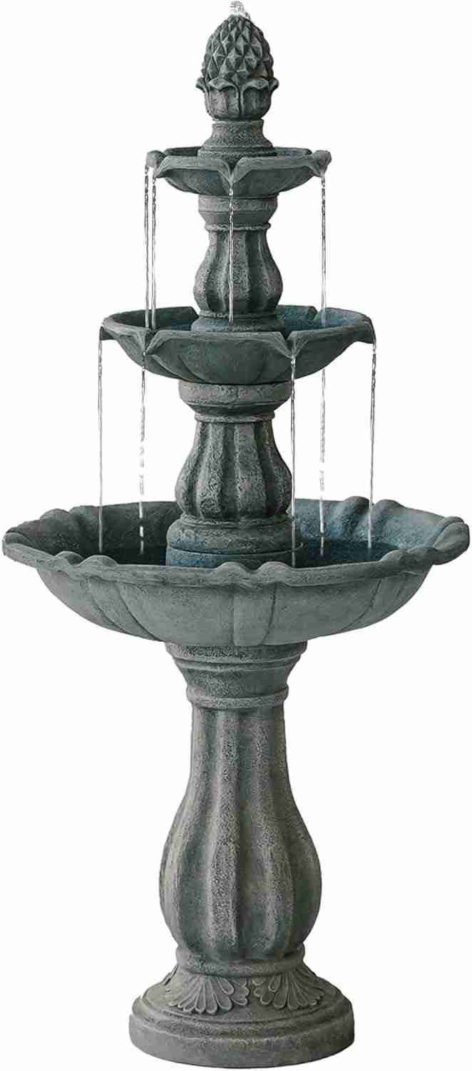 XBrand Outdoor Water Fountain 51 inch 3-Tier Garden Fountain with Pump, Weather Resistant Resin Patio & Yard Waterfall Feature – Grey : Patio, Lawn & Garden | Rental