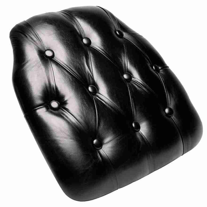 black 175 thick vinyl tufted panel chiavari chair cushion 1