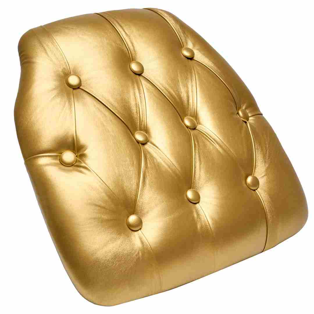 Gold 1.75″ Thick Vinyl Tufted Panel Chiavari Chair Cushion | Rental