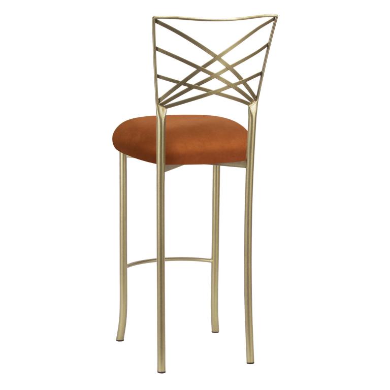 Gold Fanfare Barstool with Copper Suede Cushion – Chameleon Chair Collection | Rental Gold Fanfare Barstool with Copper Suede Cushion – Chameleon Chair Collection | Rental