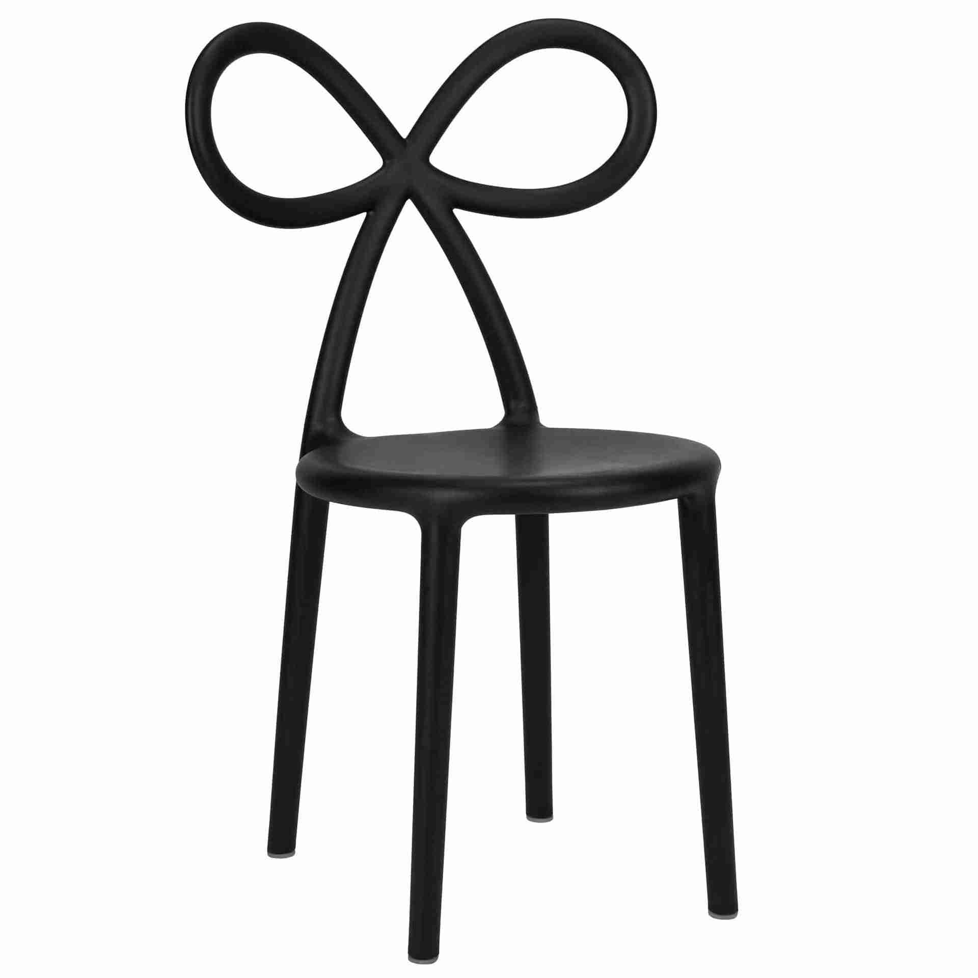 Kids Black Resin Bow Chair with Round Seat