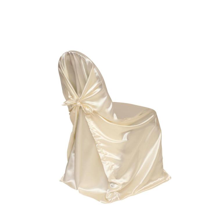 Satin Self-Tie Universal Chair Cover Ivory | Rental