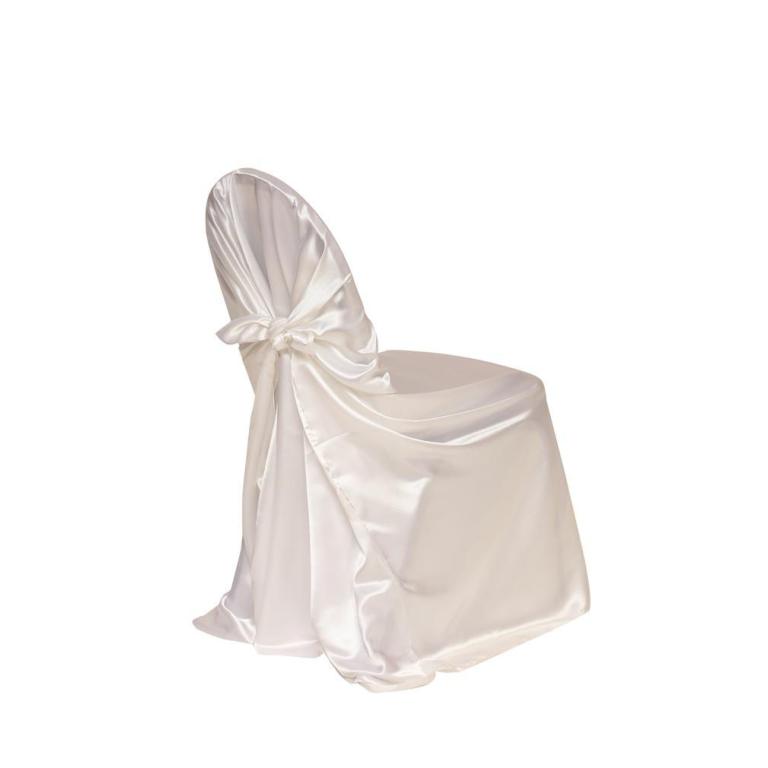 Satin Self-Tie Universal Chair Cover White | Rental
