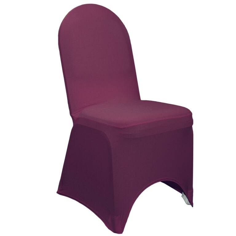 Stretch Spandex Banquet Chair Cover Eggplant | Rental Stretch Spandex Banquet Chair Cover Eggplant | Rental