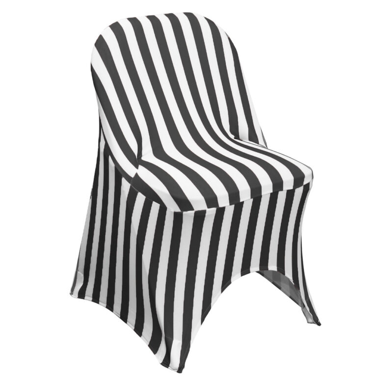 Stretch Spandex Folding Chair Covers Striped Black/White | Rental Stretch Spandex Folding Chair Covers Striped Black/White | Rental